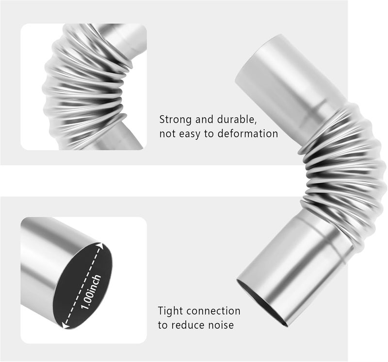 Stacool 2PCS Air Parking Diesel Heater Exhaust Pipe,Stainless Steel 24mm Flexible Exhausts Pipe with Clamps,Diesel Heater Accessories Generator Exhaust Extension for Diesels Air Heaters (2PCS) - Image 3